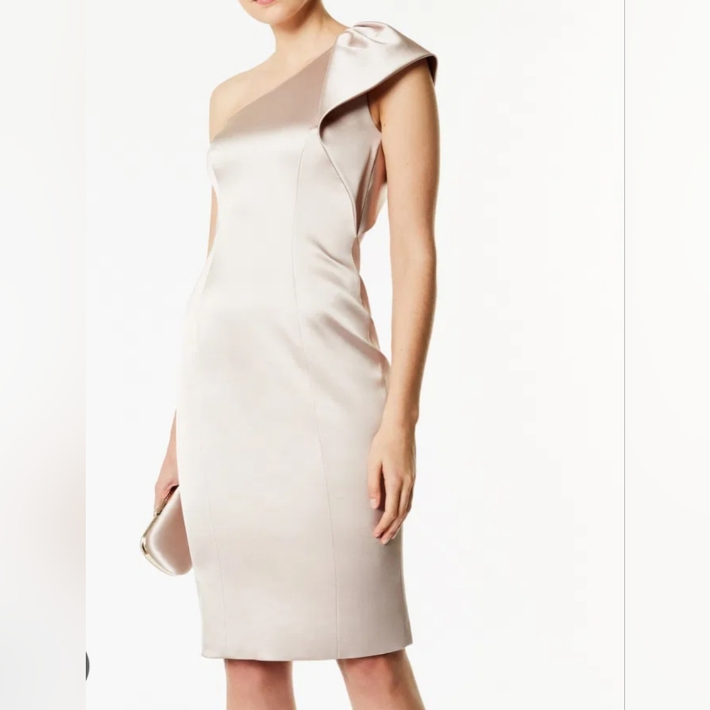 Eliza J Asymmetrical One Shoulder Satin Dress In Pink Size 12 NWT